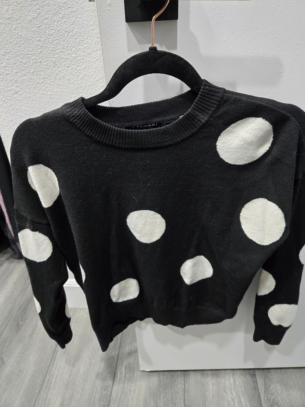Tahari Black Knit Crewneck Sweater